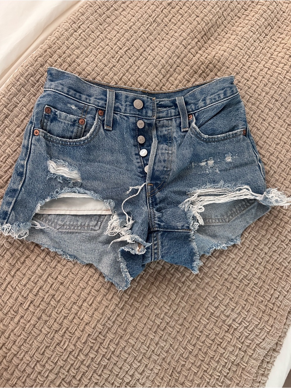 Levi’s Women’s Distressed High-Waist Denim Shorts
